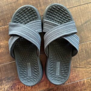 Skechers Black/Grey Slide Sandals